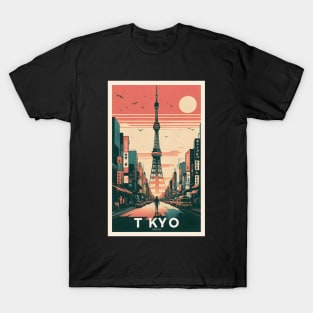 Vintage Tokyo tower art T-Shirt